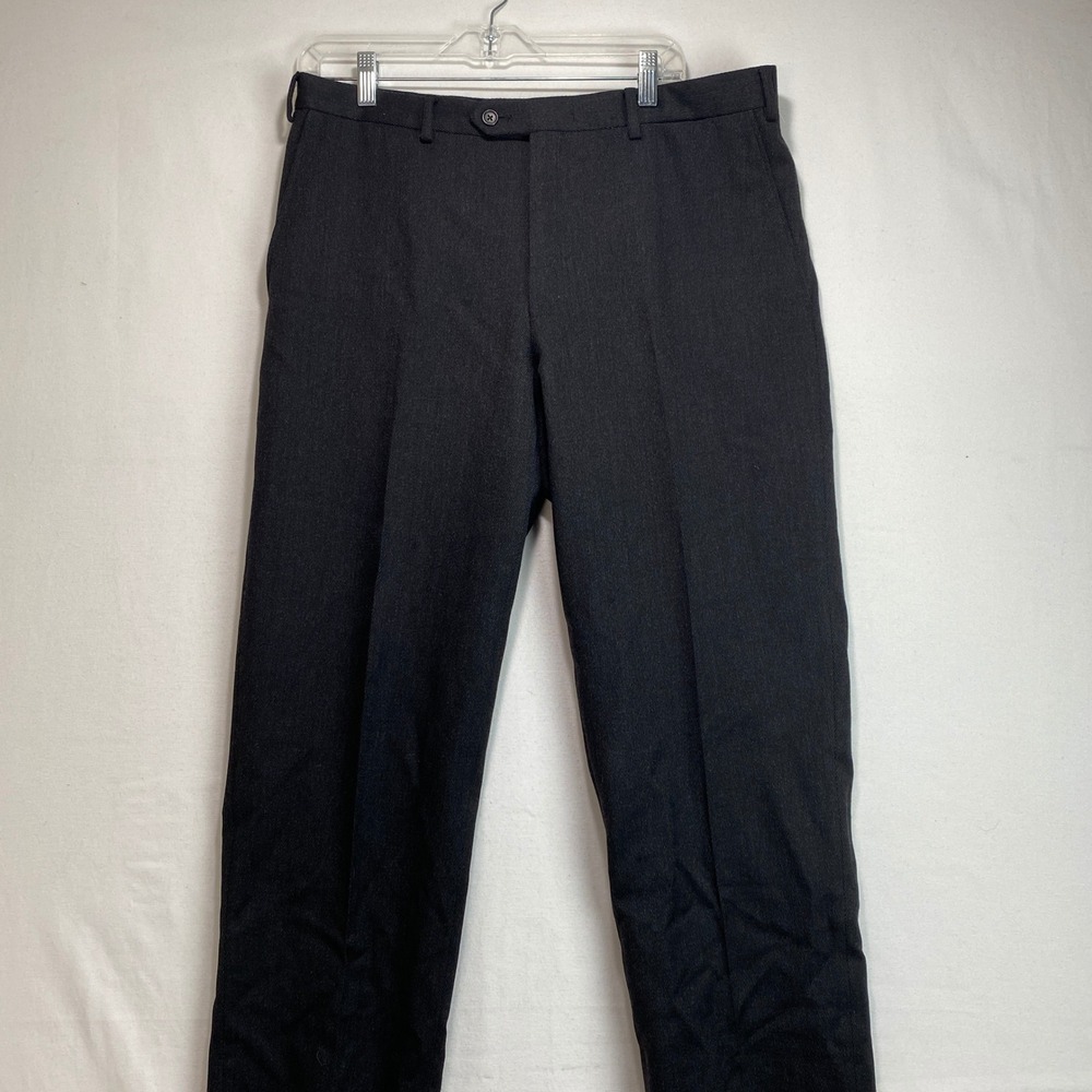 Pal Zileri Mens Black 100% Wool Dress Trousers Made Italy 36x27 Tailored Slacks